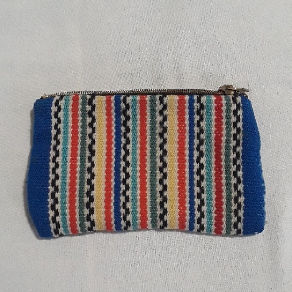 Vintage Handmade Striped Pouch with MU-ZIP Zipper